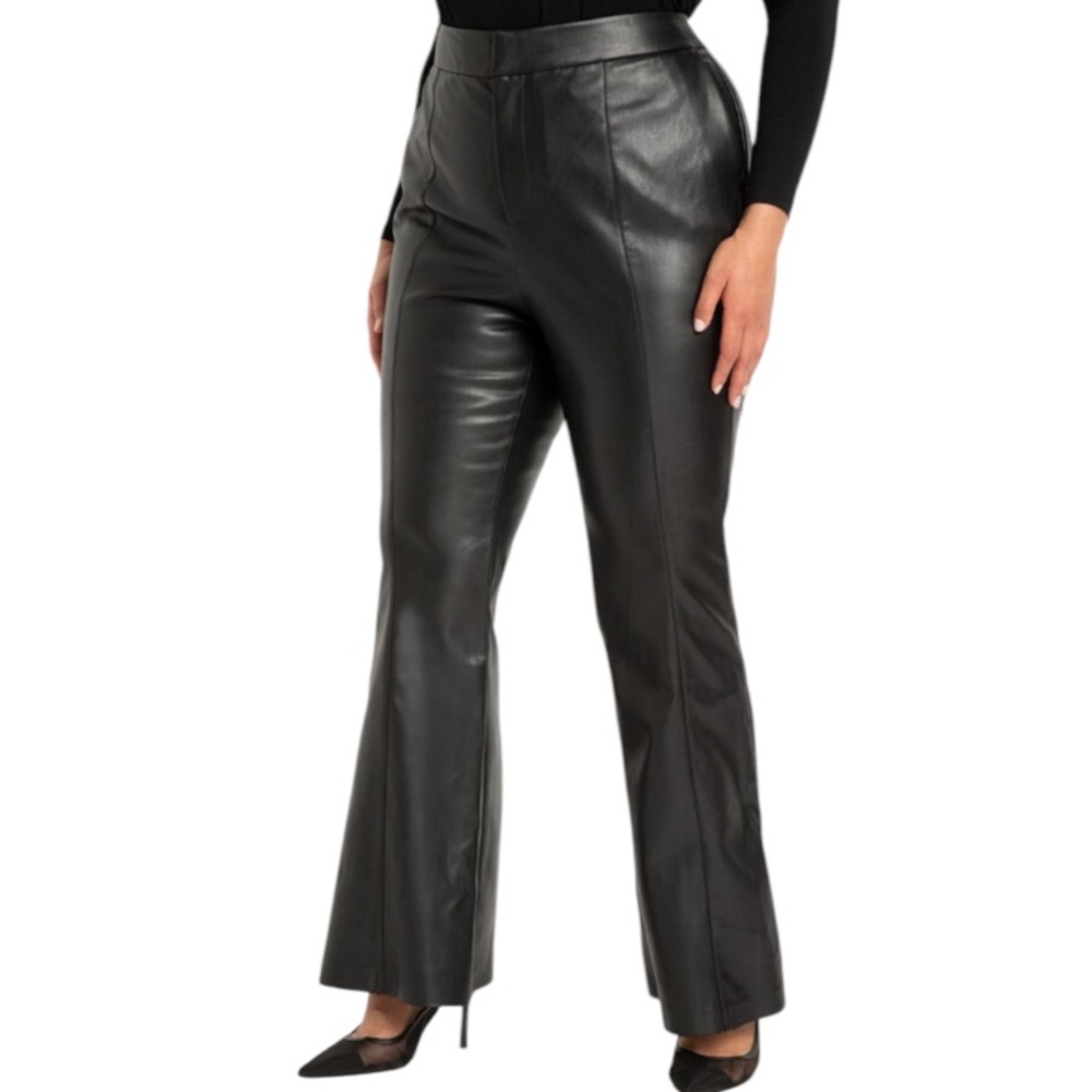 Eloquii Black Leather-Look Trousers